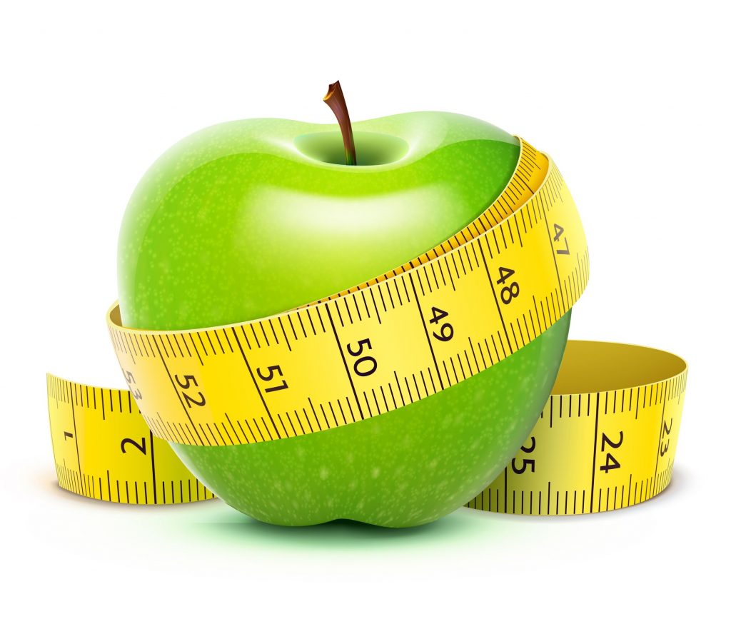 11666551 - illustration of green apple with yellow measuring tape